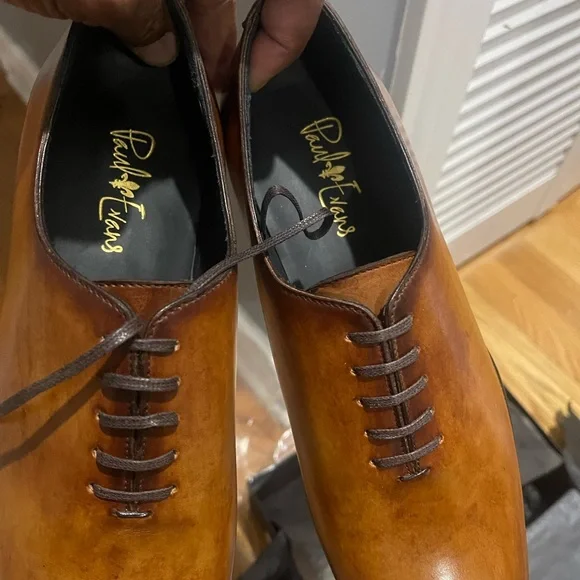 Paul Evans Havana Brown Vero Cuoio Tan Leather Wholecut Oxford shoes Sz 9.5 - Picture 4 of 14